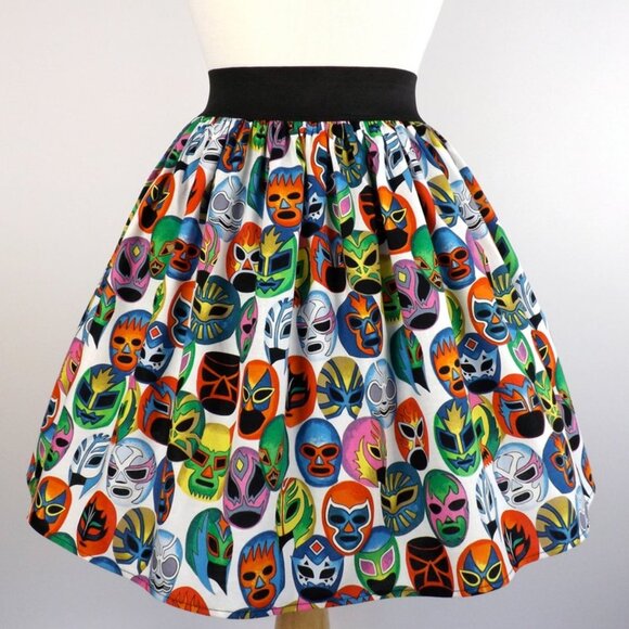 Hemet Dresses & Skirts - Lucha Libre Masks A-line Elastic Skirt